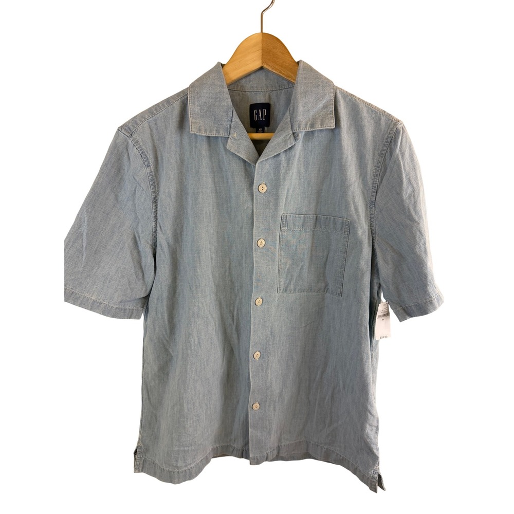 Gap Light Chambray Button Down Shirt Mens XS Blue Short Sleeve